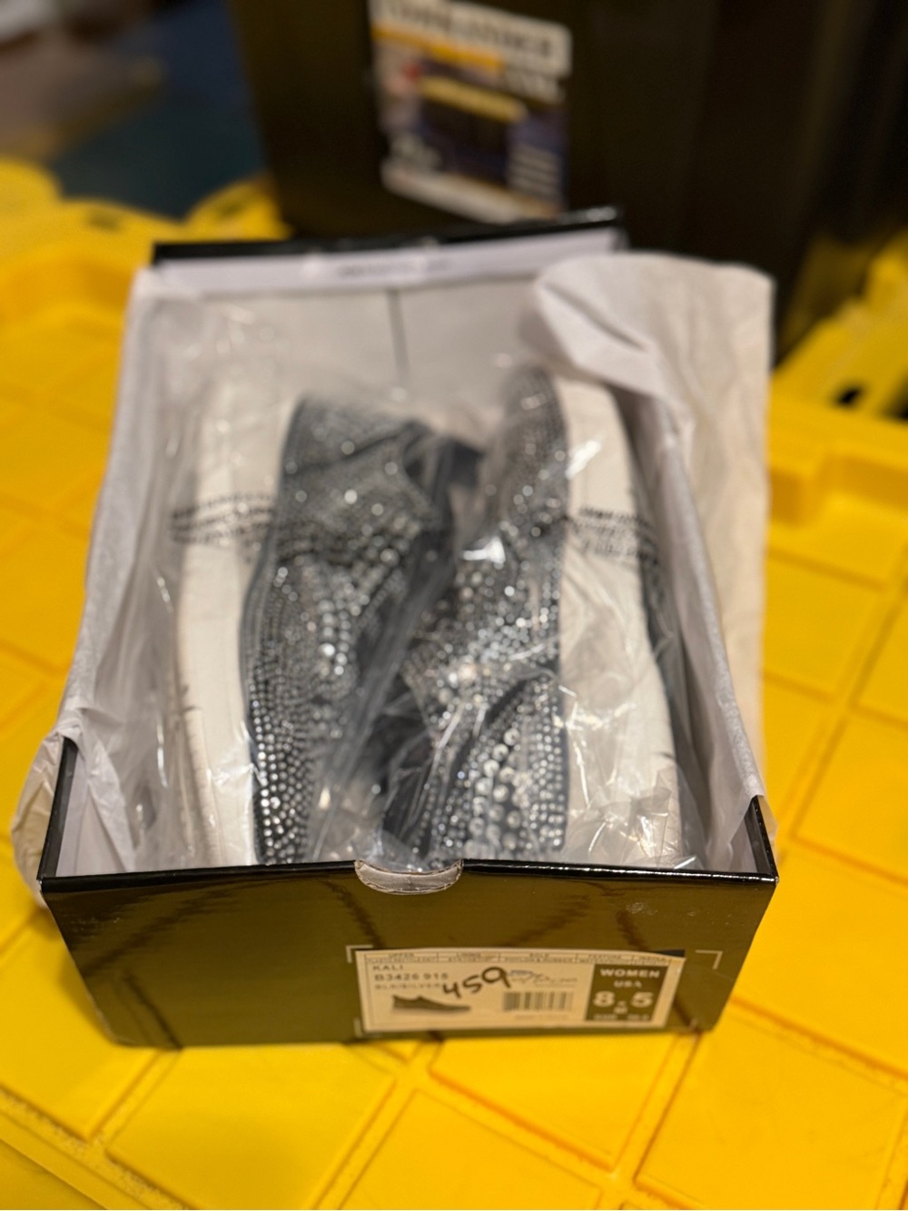 Women’s Sparkle Slip-On Sneakers in Black and Silver